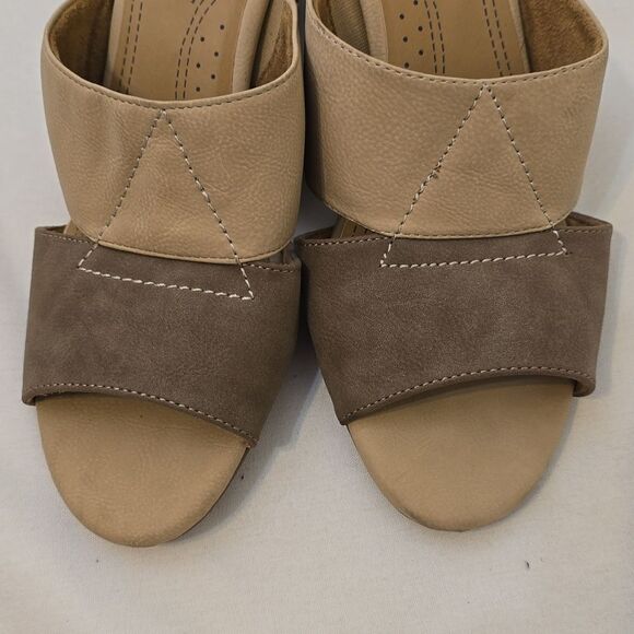 Natural Soul Tan Leather Open Toe Slip On Size 9 - Picture 3 of 7